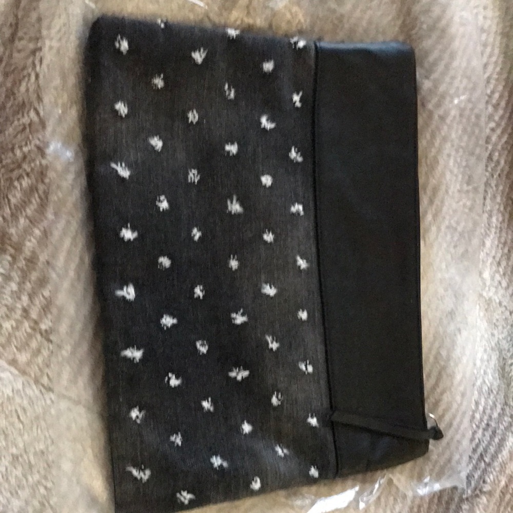 Moving Sale! Soft genuine leather and denim clutch